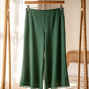 Tara Jarmon Forest Green Wide Leg Pants
